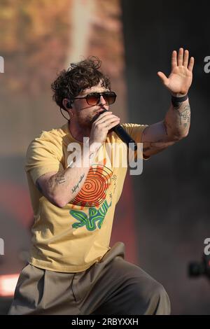 Tom Grennan, l'affiche et artiste chante et se produit en direct pour les fans du Grand prix après la course finale sur la Chrome main Stage pendant la FORMULE Banque D'Images