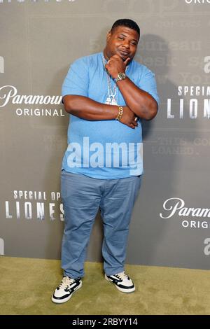 Big Narstie arrive pour une projection de la série Paramount+ Special Ops : Lioness à Londres. Date de la photo : mardi 11 juillet 2023. Banque D'Images