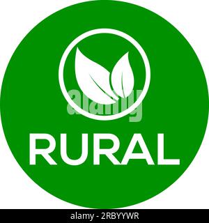 Logo rural de fond vert, logo vectoriel rural ou icône, Illustration de Vecteur