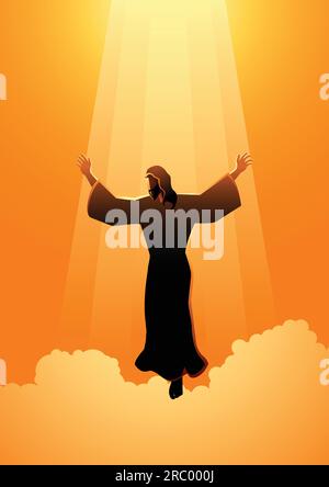 Série d'illustrations de silhouettes bibliques. Le jour de l'ascension du thème Jésus-Christ Illustration de Vecteur