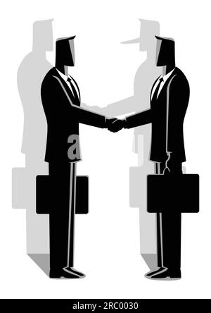 Illustration vectorielle du concept d'entreprise de deux hommes d'affaires qui donnent la poignée de main. Fraude commerciale, fraude financière et accord hypocrite. Illustration de Vecteur