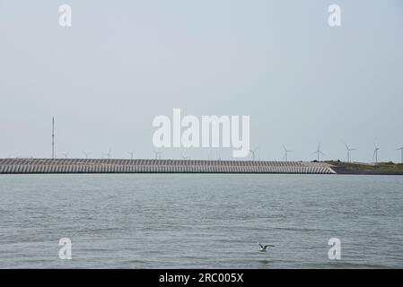 Den Oever, pays-Bas. 9 juillet 2023. Travaux sur l'afsluitdijk en Hollande du Nord près de Den Oever. Photo de haute qualité Banque D'Images