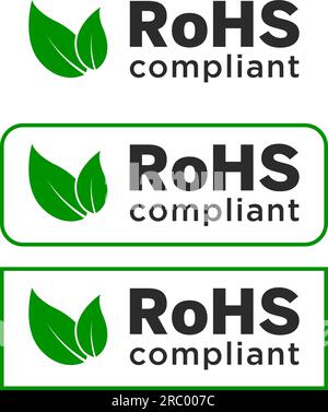 Logo conforme RoHS avec icône ou logo de feuilles écologiques Vector Green Leaf, icône de feuille de couple Illustration de Vecteur