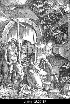 Le déchirant de l'Enfer ou du Christ dans les Limbes, de la grande passion 1510 d'Albrecht durer Banque D'Images