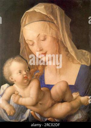 Vierge et enfant tenant une poire à moitié mangée 1512 par Albrecht durer Banque D'Images