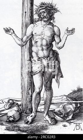 Homme de douleurs aux mains levées 1500 par Albrecht durer Banque D'Images