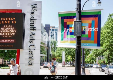 Atlanta Géorgie, centre Woodruff Arts Center, bannière Arts District Banque D'Images