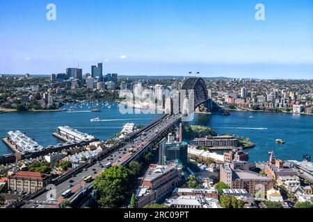 Vue aérienne Pont North Sydney et Lavendar Bay Australie Banque D'Images