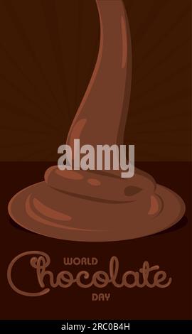 Affiche verticale de la journée mondiale du chocolat avec vecteur de chocolat fondu Illustration de Vecteur