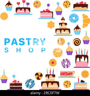Cadre carré de pâtisserie avec espace de copie de cercle Illustration de Vecteur