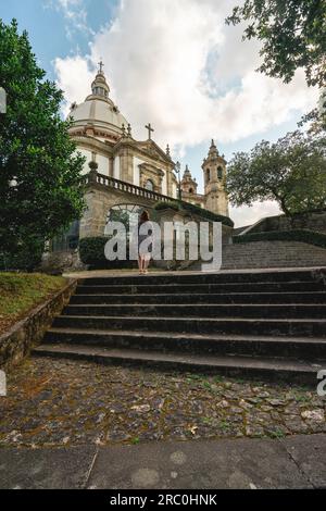 Sanctuaire de notre-Dame de Sameiro, belle église au sommet de la colline. Braga Portugal. Juillet 7 2023. Banque D'Images