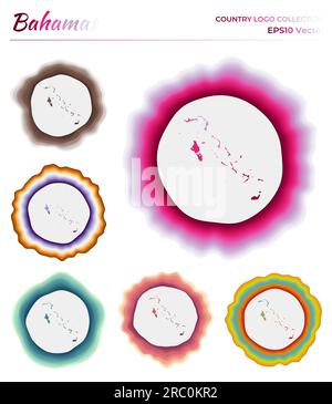 Collection de logo Bahamas. Badge coloré du pays. Couches autour de la forme de la frontière des Bahamas. Illustration vectorielle. Illustration de Vecteur