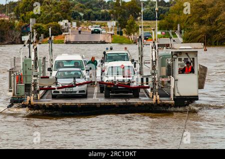 Car ferry traversant le fleuve Murray à Mannum en Australie du Sud Banque D'Images