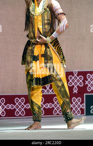 Danse Shiva tandava à Bharatanatyam, danse classique du Tamil Nadu, Inde, Asie Banque D'Images