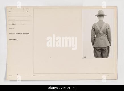 Un groupe de soldats dans des masques à gaz pendant la première Guerre mondiale. Ces masques à gaz ont été délivrés par le Chemical Warfare Service. Les soldats sont représentés portant les masques WUNDER 645. La photographie a été prise par le photographe Red en 1919. Banque D'Images