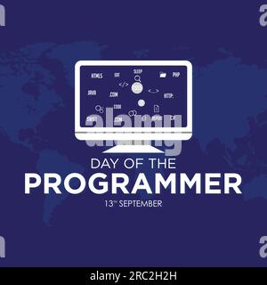 Jour du modèle de programmateur avec icône de moniteur et codage. Illustration vectorielle Illustration de Vecteur
