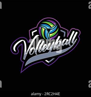 Volley vecteur mascotte esport logo design emblème style moderne. Illustration vectorielle Illustration de Vecteur