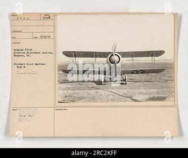 Machine de repérage standard - avion de type M à la station expérimentale d'aviation de Langley Field à Hampton, en Virginie, le 10 février 1918. La diffusion de cette photographie a été approuvée le 28 février 1918 par W.C.D à photo ELV., S.C. C'est une image documentée des photographies des activités militaires américaines pendant la première Guerre mondiale Banque D'Images