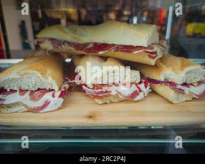 Jambon ibérique espagnol bocadillos de glands nourris de porcs Banque D'Images