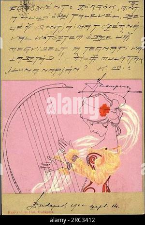 Filles avec des entourages vert olive 1901 par Raphael Kirchner Banque D'Images