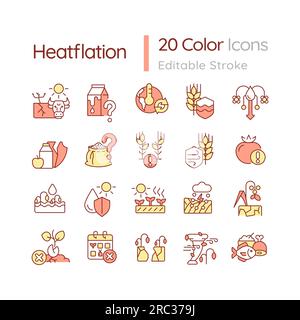 Icônes de couleur personnalisables pour la chaleur Illustration de Vecteur