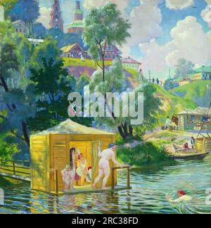 Baignade 1921 par Boris Kustodiev Banque D'Images