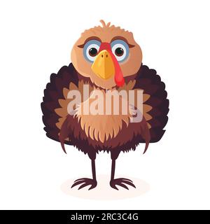 oiseau de dinde mignon illustration vectorielle style de bande dessinée thanksgiving day Illustration de Vecteur