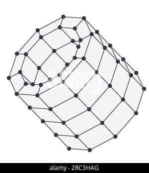 Cylindre filaire de vecteur technologique. Illustration vectorielle de ligne 3D. Isolé sur blanc Illustration de Vecteur