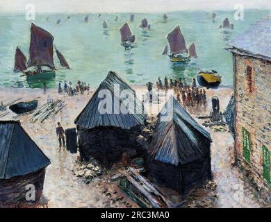 Le départ des bateaux, Etretat 1885 par Claude Monet Banque D'Images