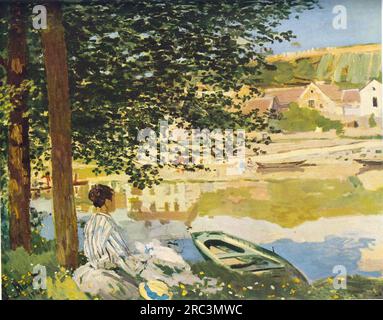 Sur la rive de la Seine, Bennecourt 1868 par Claude Monet Banque D'Images