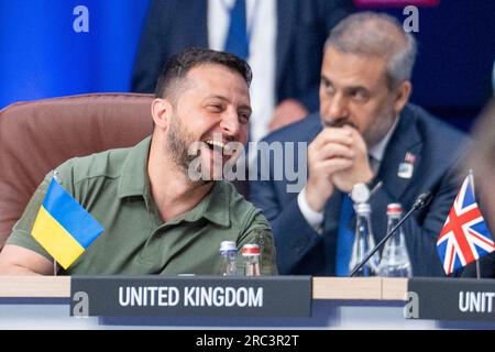 Vilnius, Lituanie 20230712.le Président ukrainien Volodymyr Zelensky assiste à la réunion du Conseil OTAN-Ukraine à Vilnius. Photo : Javad Parsa / NTB Banque D'Images