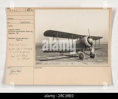 'Standard Scout machine - Type M en action à Langley Field Aviation Experiment Station, Hampton, va pendant la première Guerre mondiale. Photographie prise le 10 février 1918. Cet avion était principalement utilisé à des fins de défense. Pour plus d'images, reportez-vous à SC-8831 et SC-8832 @5642.' Banque D'Images