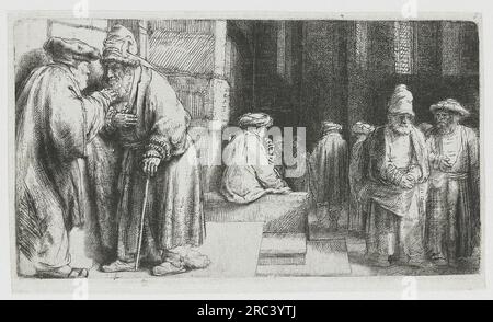 Pharisiens dans le Temple (Juifs dans la synagogue) 1648 par Rembrandt Banque D'Images