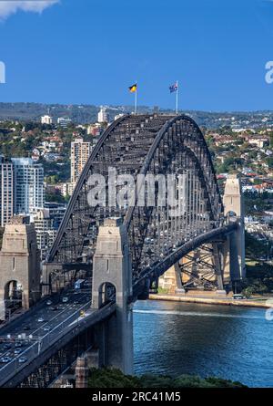 Vue inhabituelle sur le pont du port de Sydney connu sous le nom de Coathanger Ausstralia Banque D'Images