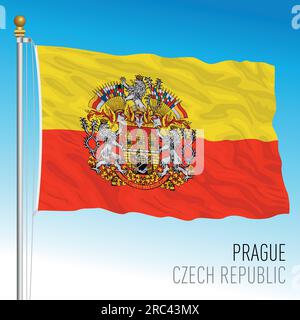 Prague, République tchèque, drapeau fanion de la capitale, illustration vectorielle Illustration de Vecteur