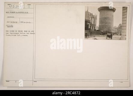 Tour de la prison de Jean de Arc à Rouen, Seine Inf., France. Photographié par Robert M. Barnes.S.C. Capturé le 28 mars 1919, avec un négatif original pris le 13 janvier 1919. Cette tour était l'endroit où Jean de Arc fut emprisonné avant sa mort. Référence de la légende : 46342. Banque D'Images