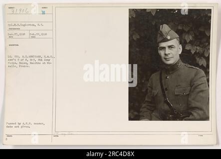 CPL. DROIT Ingleston capture une photographie du lieutenant-colonel G. D. Armitage, un assistant C du S, G-3, pour le 4e corps d'armée, à Boucq, Meurthe et Moselle, France, le 22 octobre, 1918. La photo a été reçue et prise le 27 décembre 1918. Il a été adopté par le censeur de l'A.E.P. et a été publié avec les notes de 1906. Banque D'Images