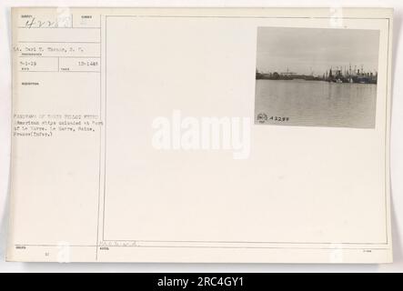 Le lieutenant Carl T. Thor du corps des signaux captura un panorama du bassin Bellot au port du Havre en France. C'est l'endroit où les navires américains ont livré leur cargaison pendant la première Guerre mondiale. La photographie a été prise le 3-1-19 et est étiquetée 111-SC-42288. Banque D'Images