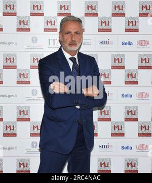 Milan, Italie. 11 juillet 2023. Milan, Italie Milano Unica 2024-2025L’exposition des textiles et accessoires Conférence de présentation à Fiera Milano Rho en photo : Roberto Foresti Directeur général adjoint Fiera Milano spa crédit : Independent photo Agency/Alamy Live News Banque D'Images
