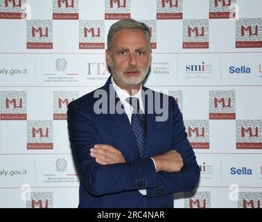 Milan, Italie. 11 juillet 2023. Milan, Italie Milano Unica 2024-2025L’exposition textile et accessoires Conference de présentation à Fiera Milano Rho en photo : Roberto Foresti Directeur général adjoint Fiera Milano spa crédit : Independent photo Agency/Alamy Live News Banque D'Images