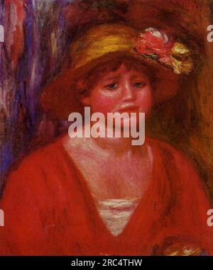 Buste d'une Jeune femme en blouse Rouge 1915 par Pierre-Auguste Renoir Banque D'Images