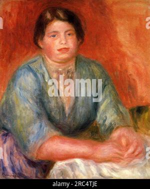 Femme assise en robe bleue 1915 par Pierre-Auguste Renoir Banque D'Images