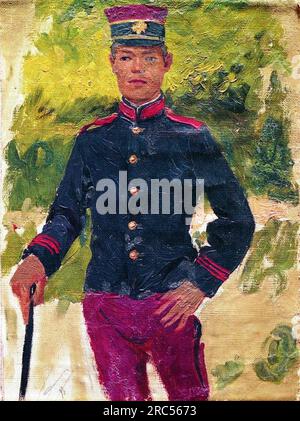 Le jeune soldat. Style parisien par Ilya Repin Banque D'Images