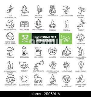 Pack d'icônes de succession écologique. Jeu d'icônes de ligne fine. Icônes vectorielles simples Illustration de Vecteur