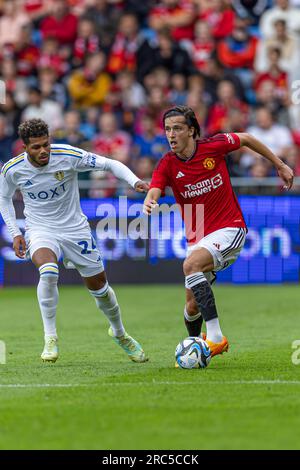 Oslo, Norvège 12 juillet 2023 Alvaro Fernandez de Manchester United contrôle le ballon lors du match amical de pré-saison entre Manchester United et Leeds United qui s'est tenu au stade Ullevaal d'Oslo, Norvège crédit : Nigel Waldron / Alamy Live News Banque D'Images