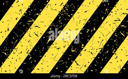 Rayures diagonales grunge jaune et noire, fond d'avertissement. Dessin vectoriel d'un panneau d'avertissement sur le danger. Illustration de la bordure de sécurité. Illustration de Vecteur