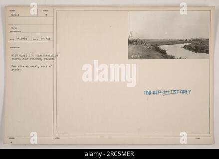 Une photographie du site du barrage sur le canal, situé à l'est de yards au Camp Pullman en France. Cette image a été prise le 4 septembre 1918 par le photographe de la 21e Grande Div Transportation corps. La photo est marquée du symbole officiel d'utilisation : 457641. Banque D'Images