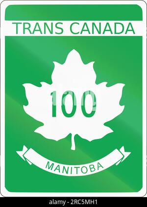 Bouclier routier de la route transcanadienne numéro 100 au Manitoba. Banque D'Images