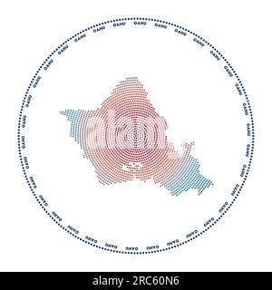 Logo rond Oahu. Forme de style numérique d'Oahu en cercle pointillé avec le nom de l'île. Icône technologique de l'île avec des points dégradés. Étonnant vecteur illus Illustration de Vecteur