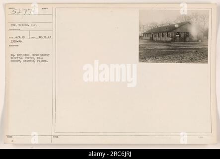 Bâtiment du siège social du Centre hospitalier beau Desert à beau Desert, Gironde, France. La photographie a été prise par le sergent Morris, un photographe, le 30 décembre 1918. L'image est numérotée 3335-F9 et fait partie de la collection CD4-9-19. Les notes émises indiquent que l'emplacement est le bâtiment du siège social du centre hospitalier. Banque D'Images